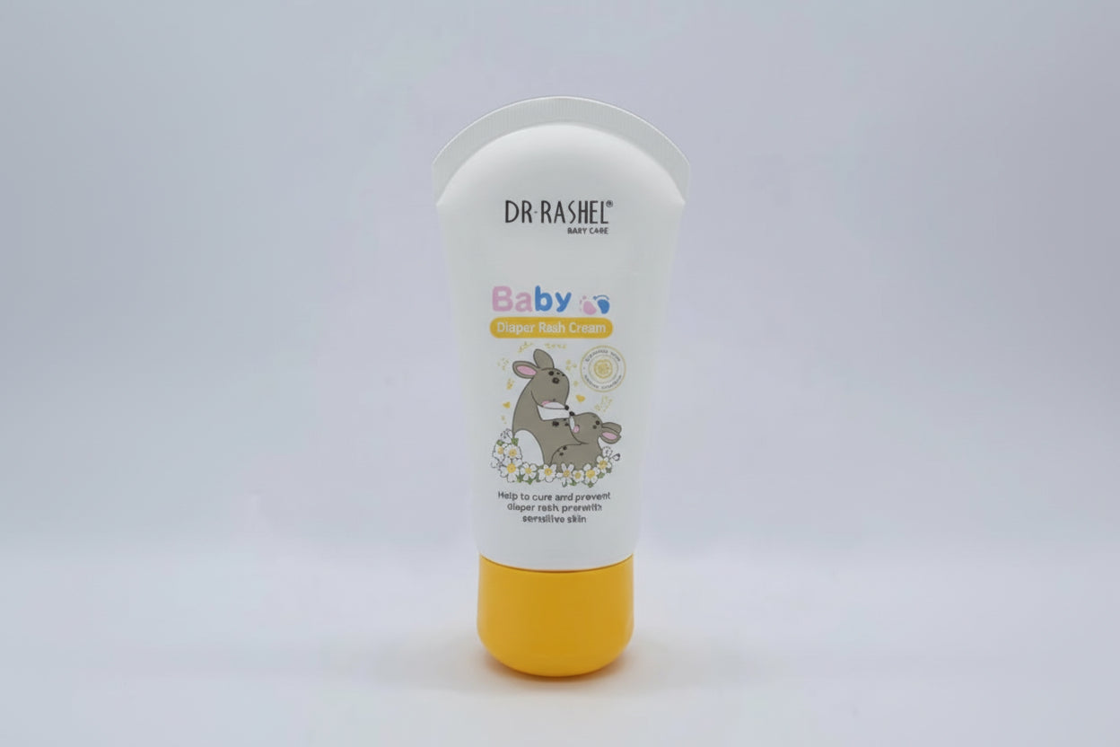 Dr. Rashel baby lotion bottle on a light gray background