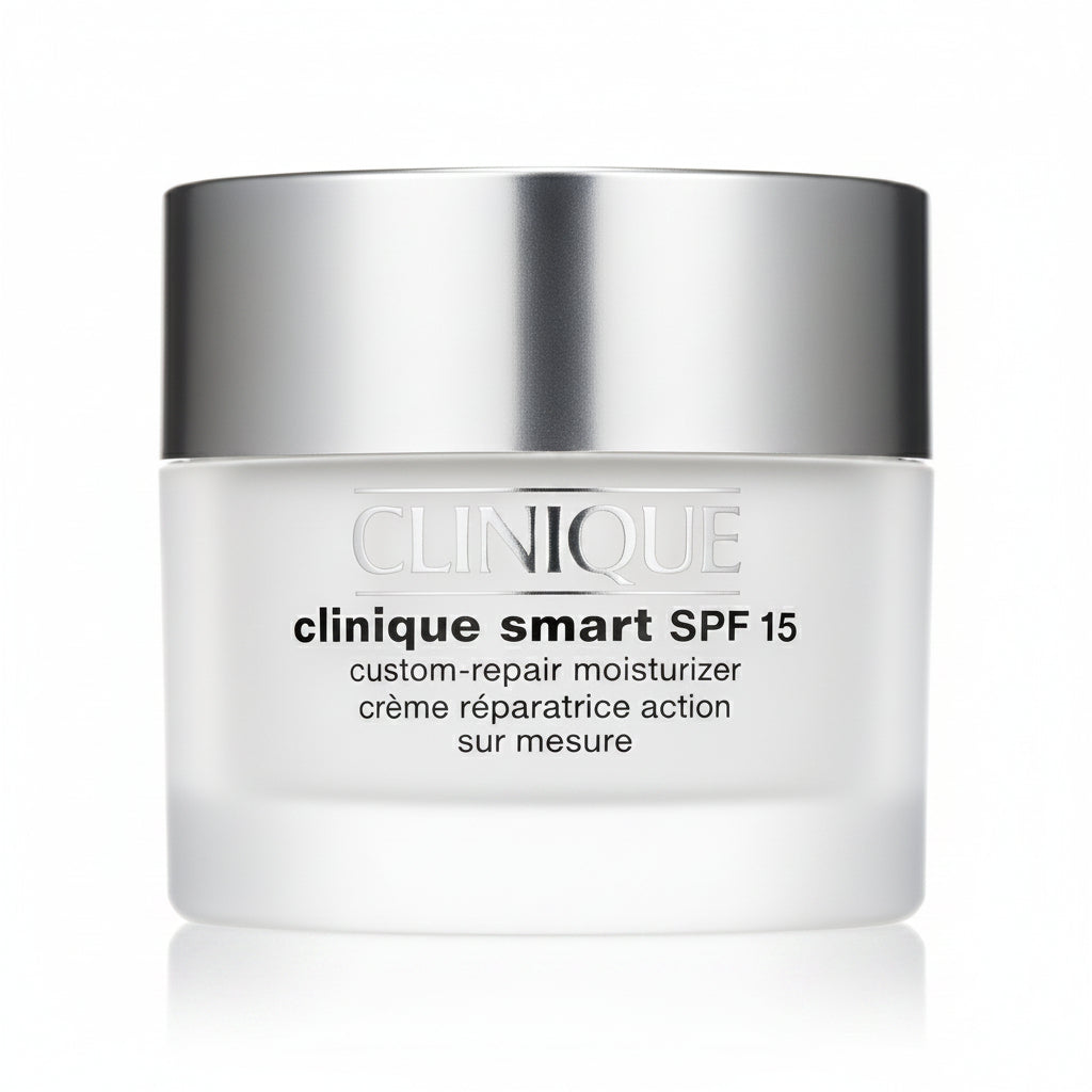 Clinique smart SPF 15 moisturizer jar on a white background