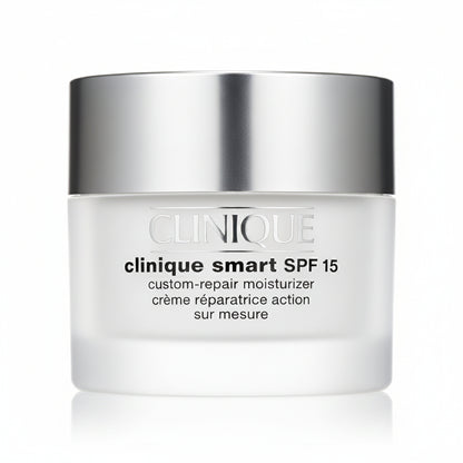 Clinique smart SPF 15 moisturizer jar on a white background