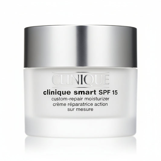 Clinique smart SPF 15 moisturizer jar on a white background