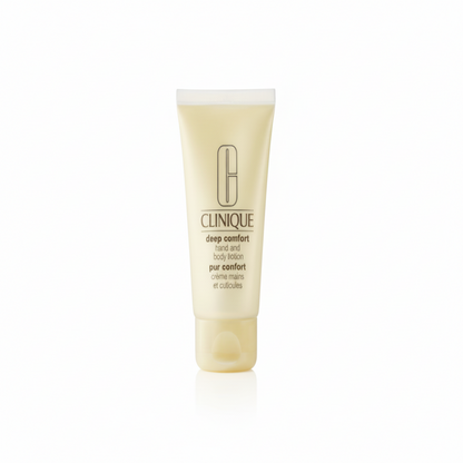 Clinique deep comfort hand cream on a white background