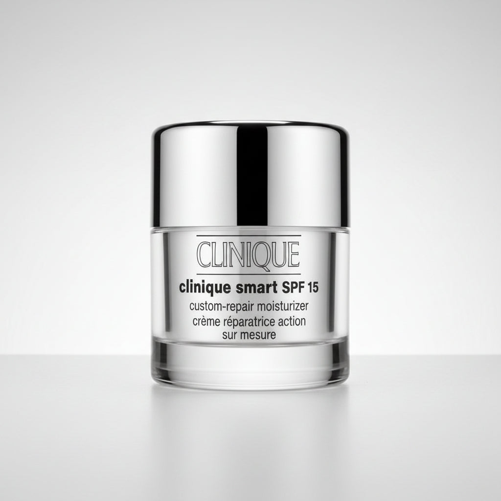 Clinique smart SPF 15 moisturizer jar on a white background