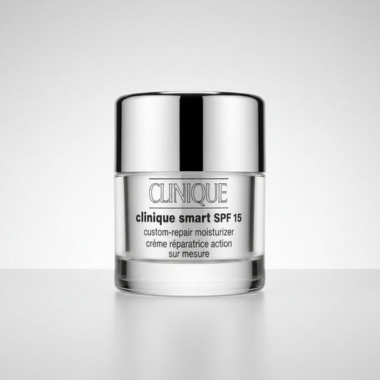 Clinique smart SPF 15 moisturizer jar on a white background