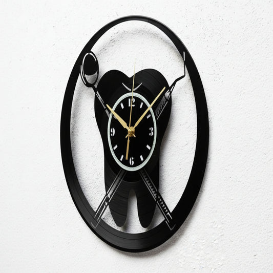 Wall clock with a black and white design on a white background
