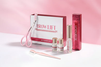 Iconsign brow lifting product set with pink background