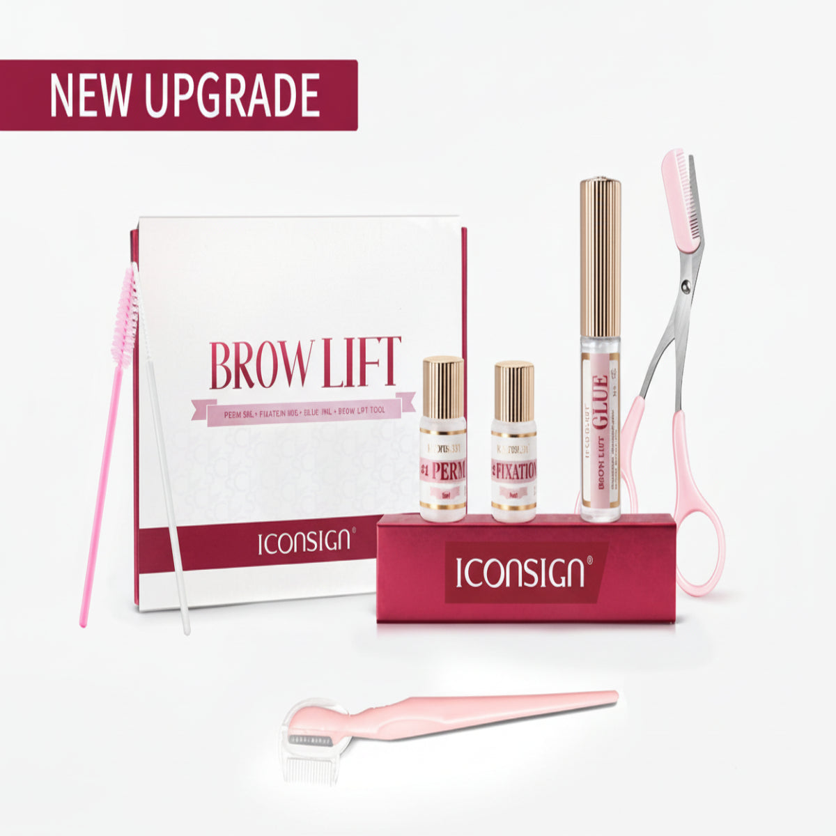 Iconsight brow lift product set with tools on a white background