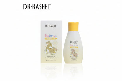 Dr. Rashel baby care product with bottle and packaging on a white background