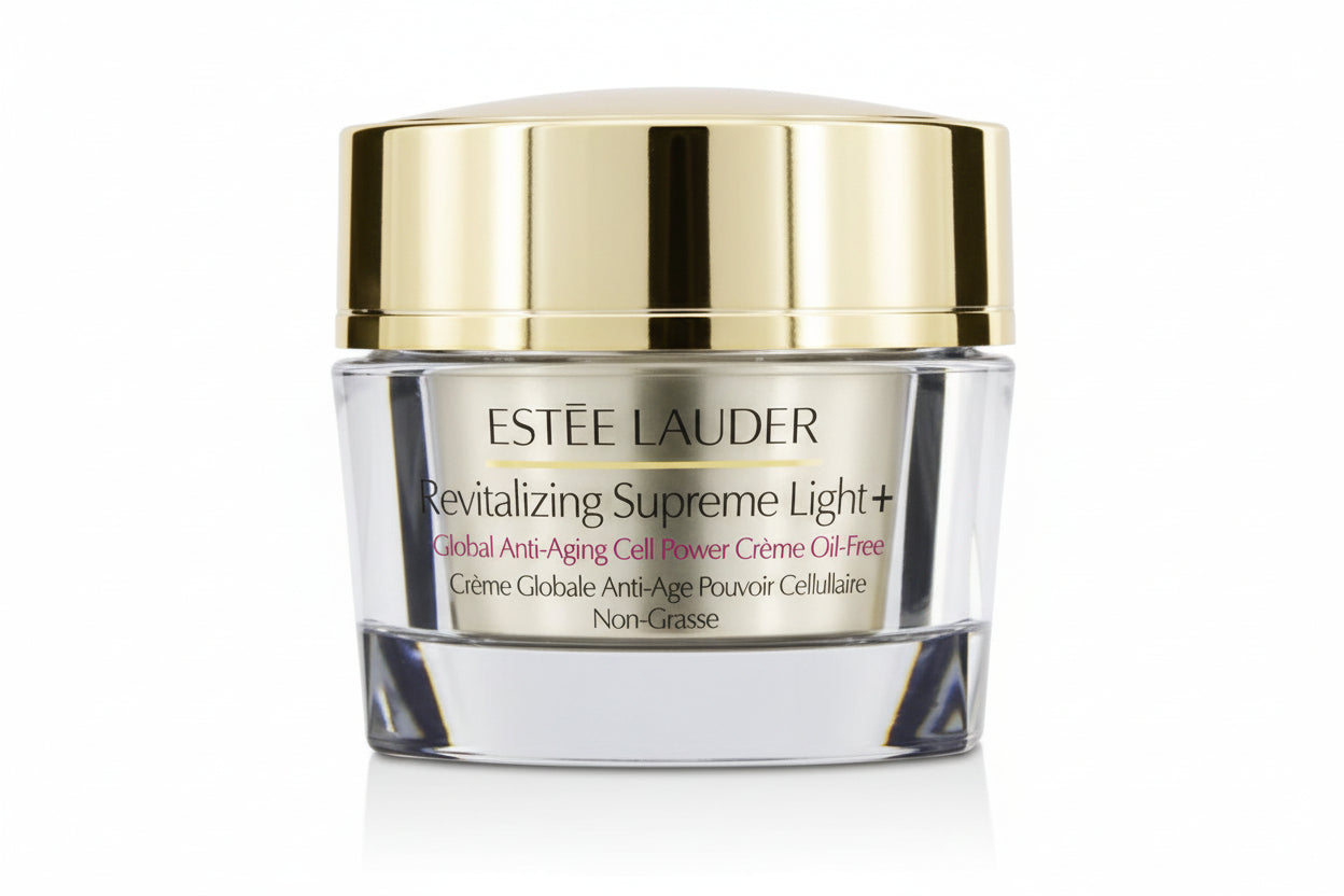 Estee Lauder Revitalizing Supreme Light+ cream jar on a white background