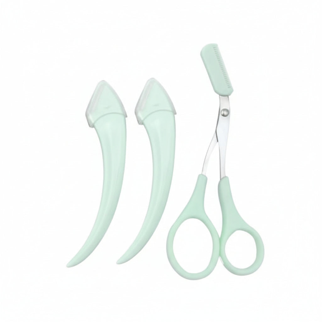 Set of green nail clippers on a white background