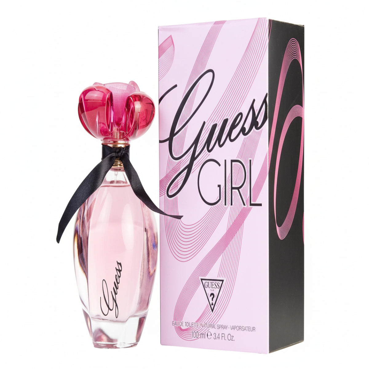Guess Girl perfume bottle and packaging on a white background
