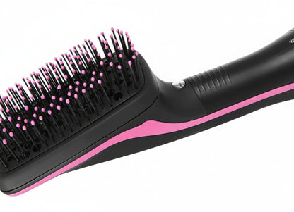 Hair dryer and styler with massage comb on a white background