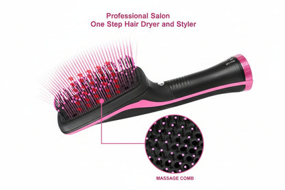 Hair dryer and styler with massage comb on a white background