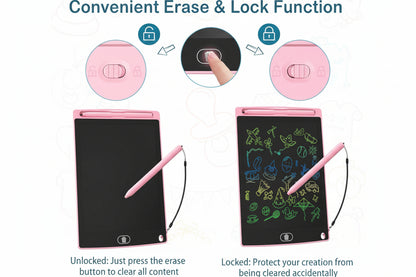 Electronic doodle pad with eraser and lock function illustration