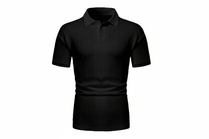 Black polo shirt on a white background