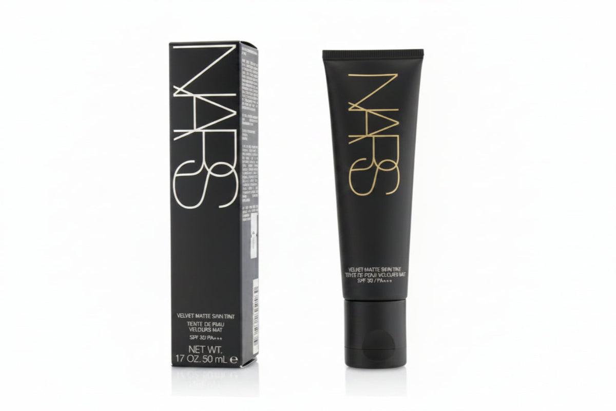 NARS cosmetic tube and packaging on a white background