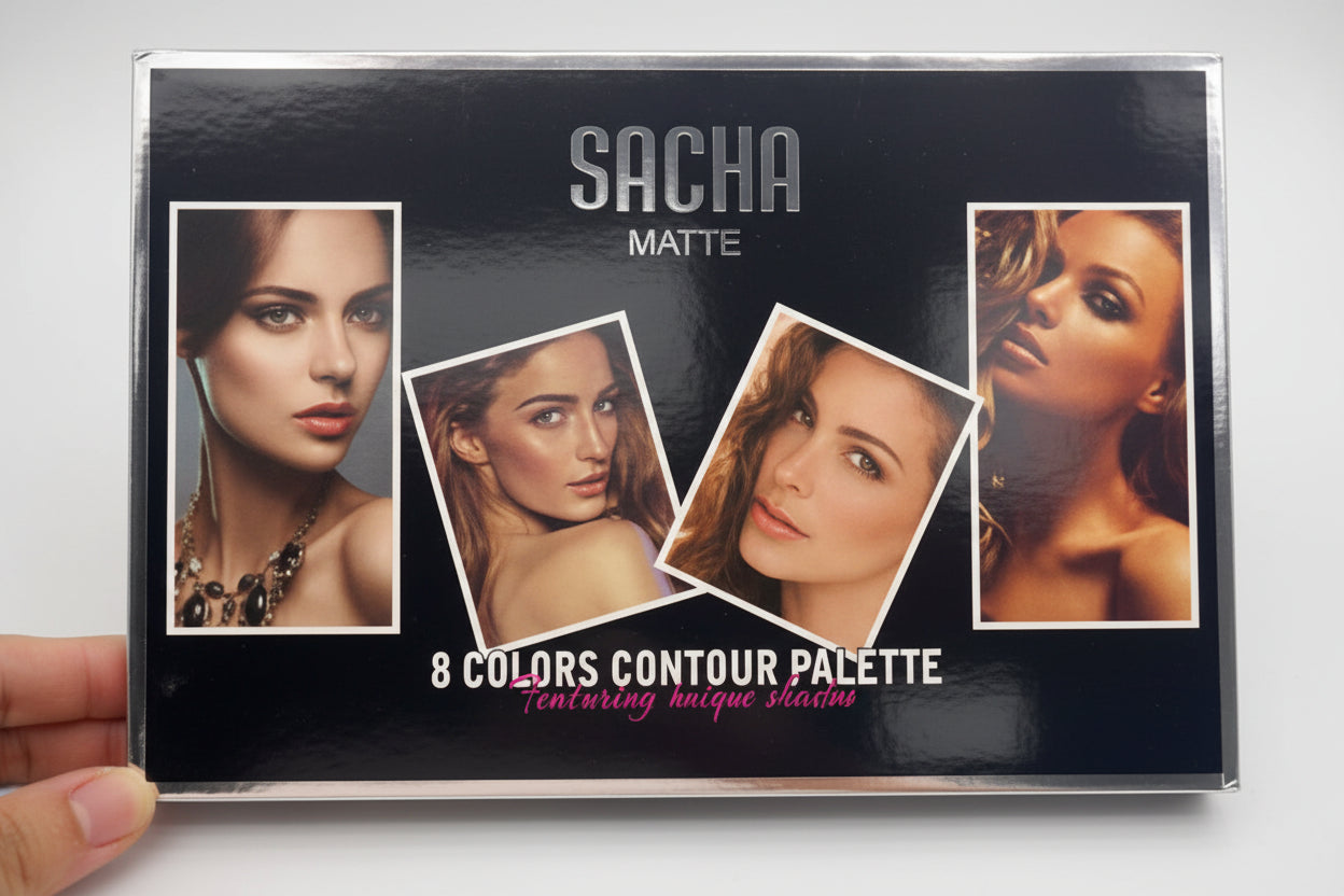 Sacha Matte 8 Colors Contour Palette packaging on a white background