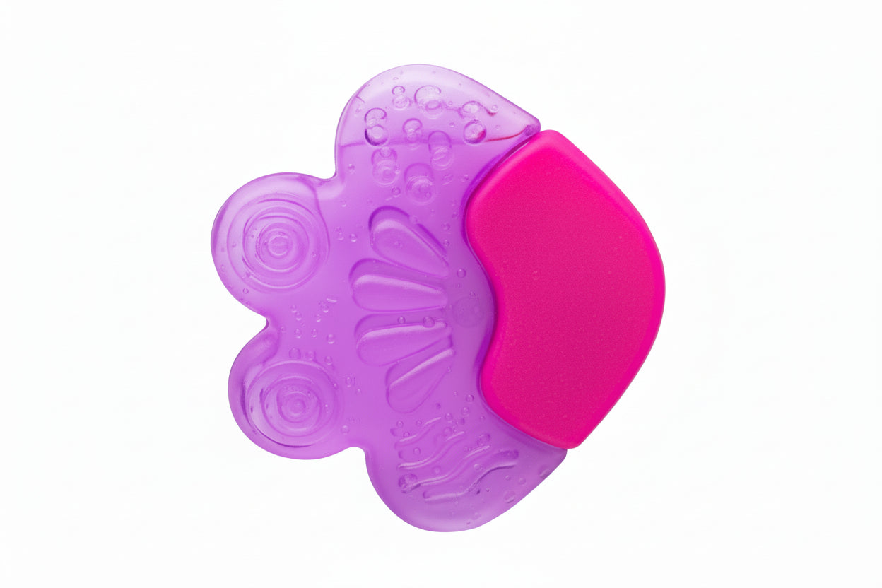 Purple and pink plastic tool on a white background