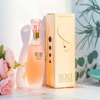 Secret Eau de Parfum bottle and packaging on a light background