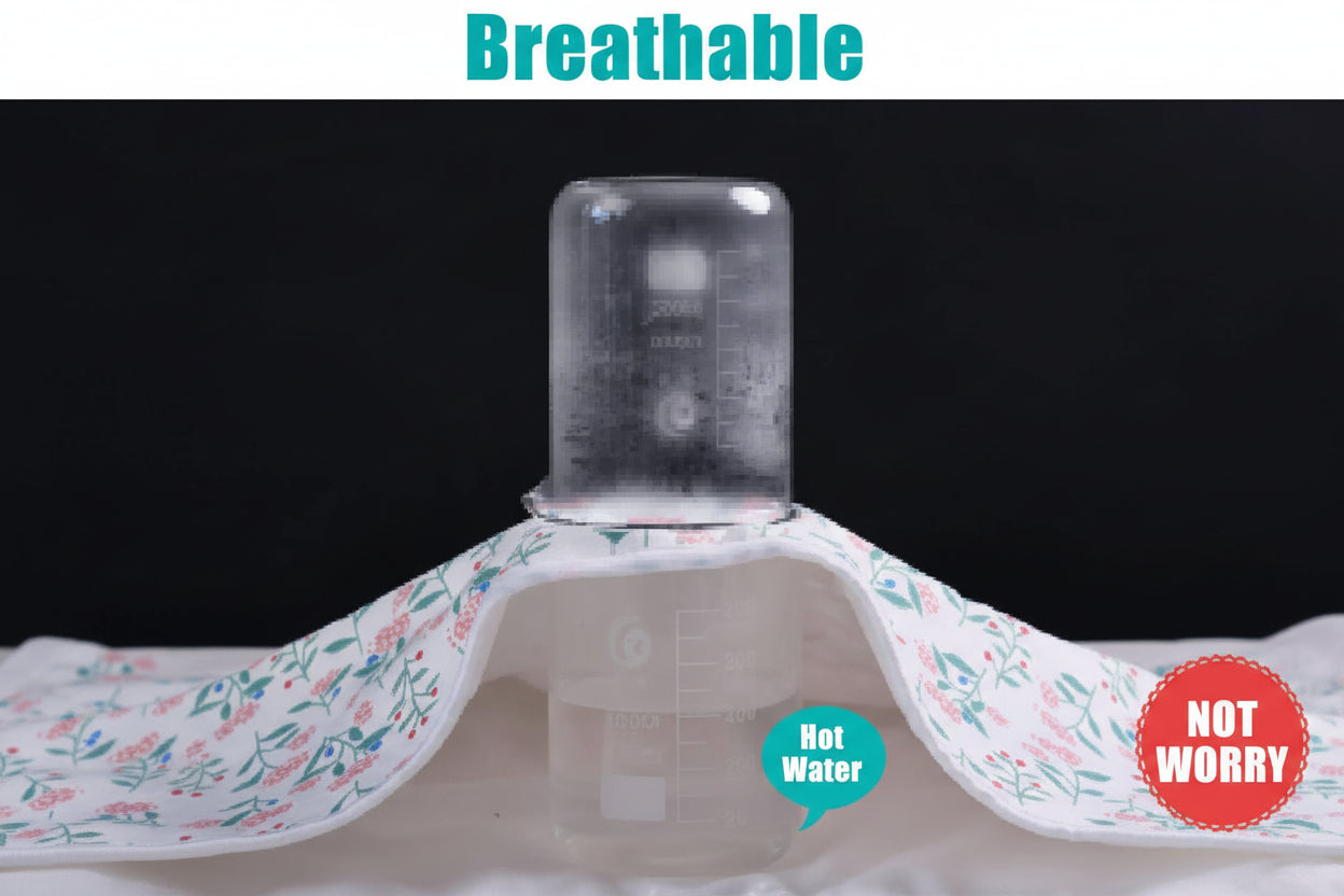 Hot water bottle with label on a black background