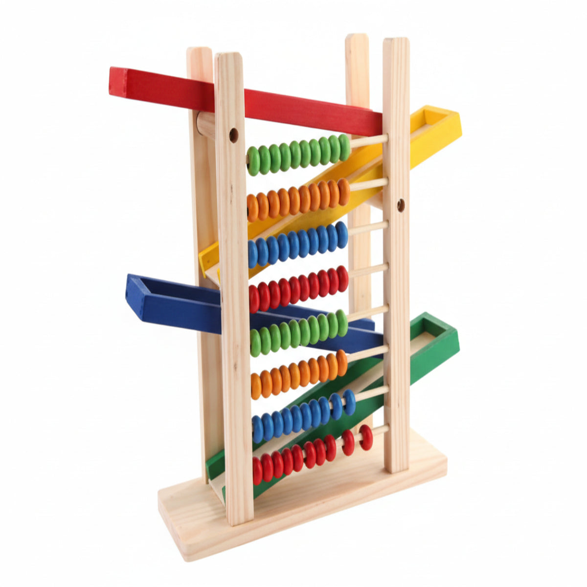 Colorful wooden abacus toy on a white background