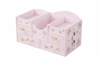 White jewelry box with gold accents on a white background