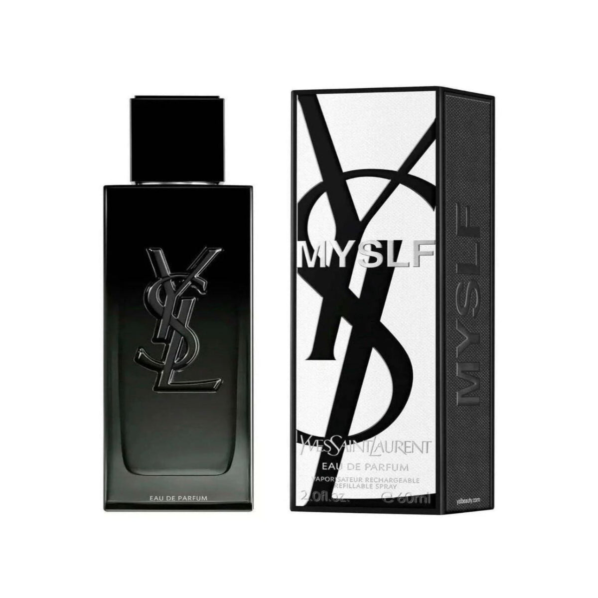 YSL perfume bottle and packaging on a white background